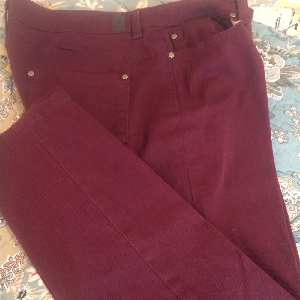 Ivanka Trump sculpting jeans midrise skinny ankle Burgundy